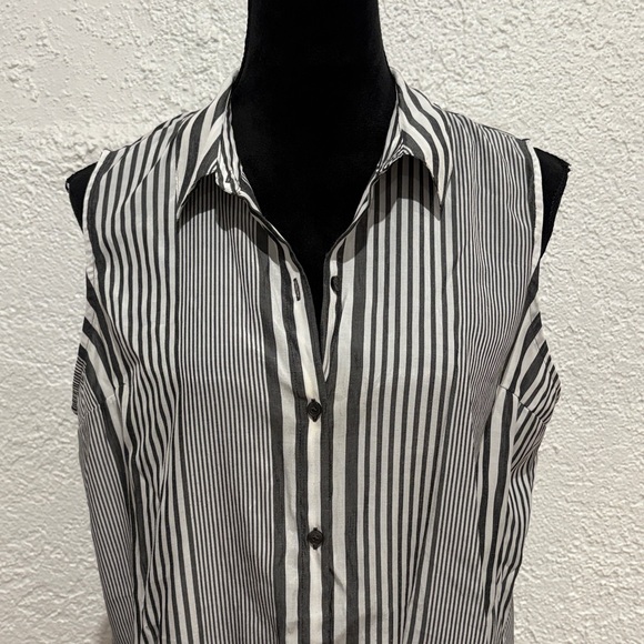 Express Long Shirt Striped Dark Grey and White Sleeveless Size Large - Picture 3 of 8